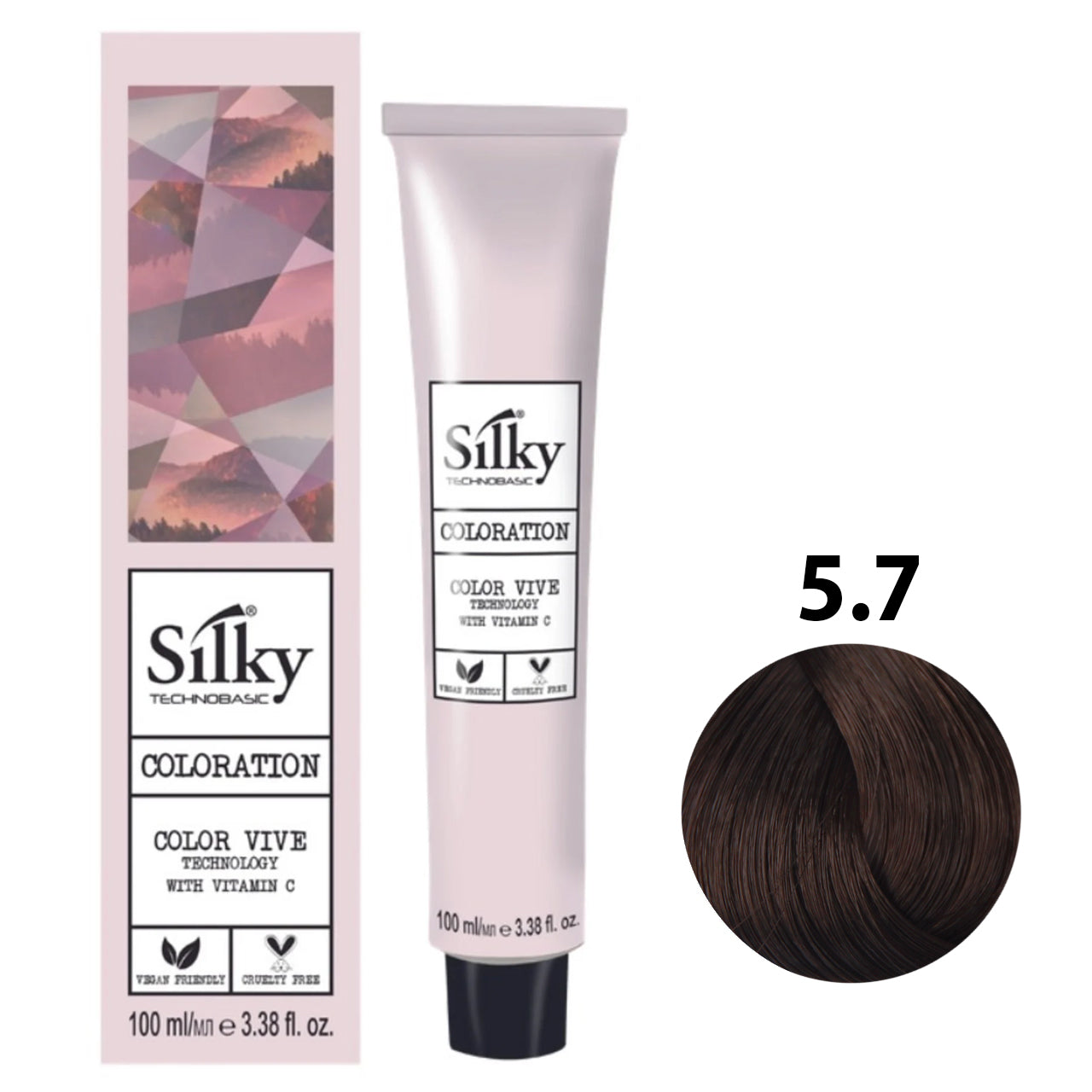 SILKY COLOUR 5.7 - LIGHT CHESTNUT BROWN 100ML bottle front view