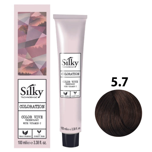 SILKY COLOUR 5.7 - LIGHT CHESTNUT BROWN 100ML bottle front view