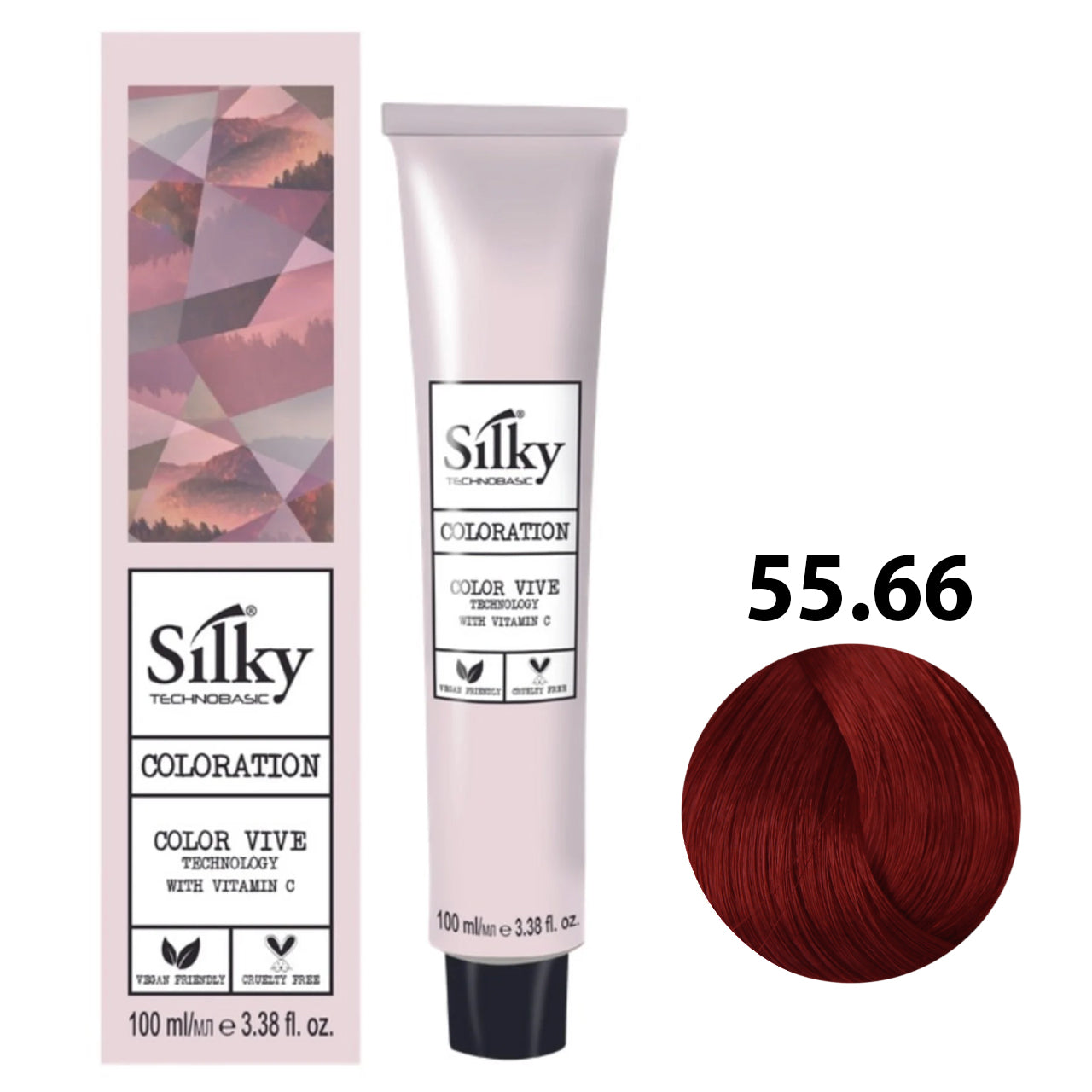 SILKY COLOUR 55.66 - LIGHT INTENSE RED BROWN 100ML bottle front view