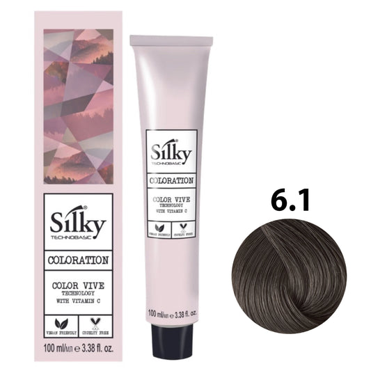 SILKY COLOUR 6.1 - DARK ASH BROWN 100ML bottle front view