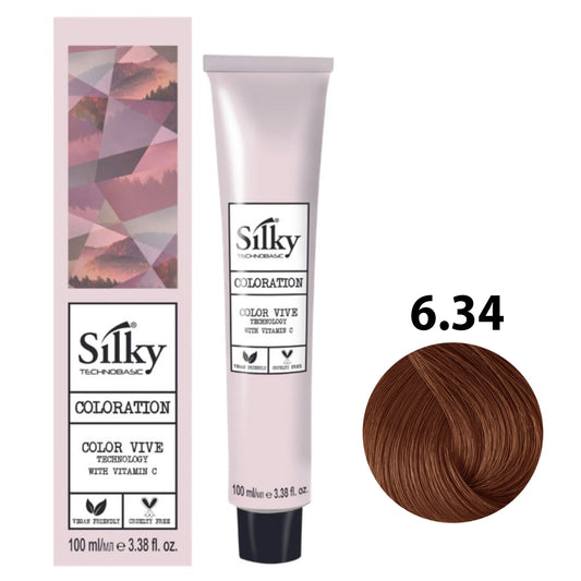 SILKY COLOUR 6.34 - DARK GOLDEN COPPER BLONDE 100ML bottle front view