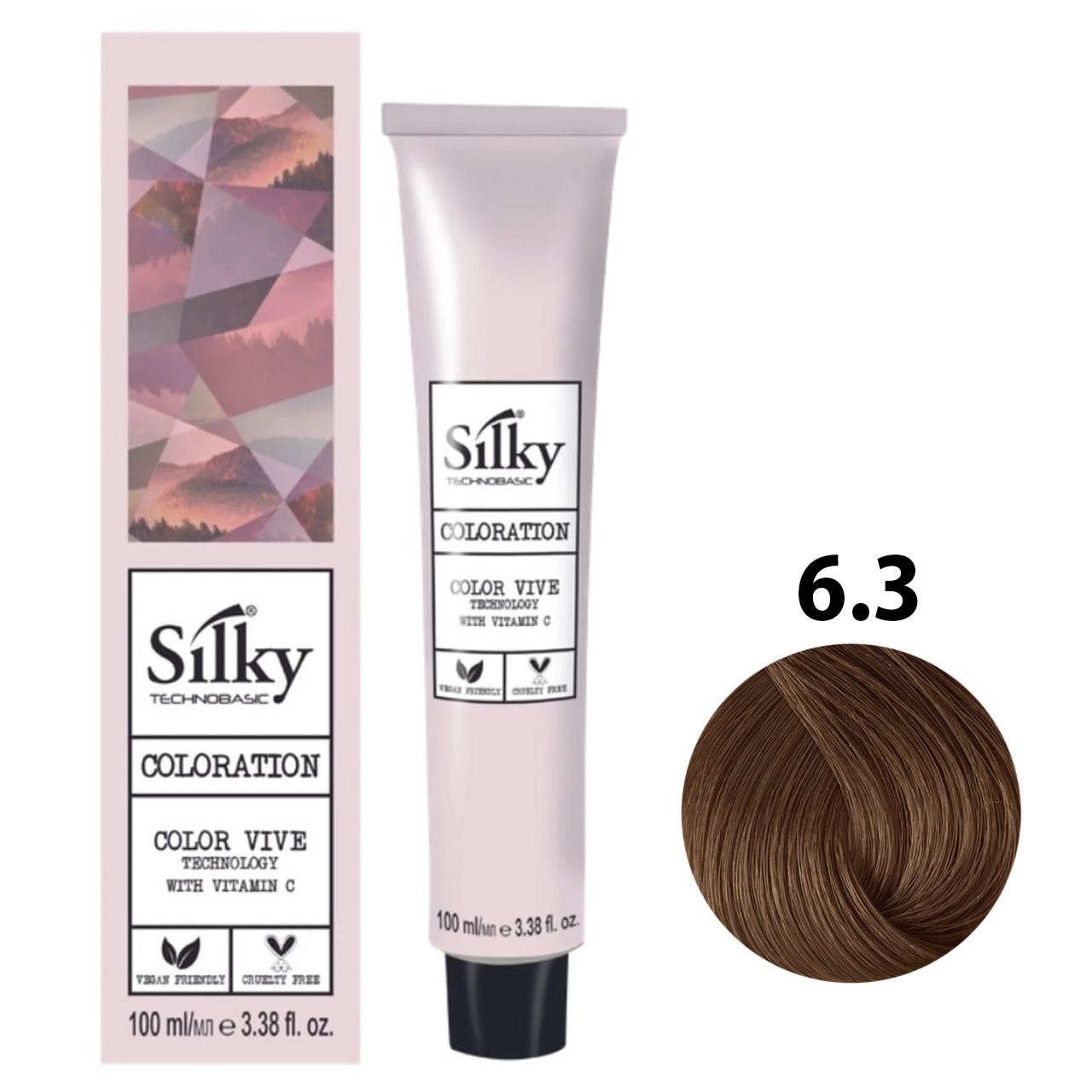 SILKY COLOUR 6.3 - DARK GOLDEN BLONDE 100ML bottle front view