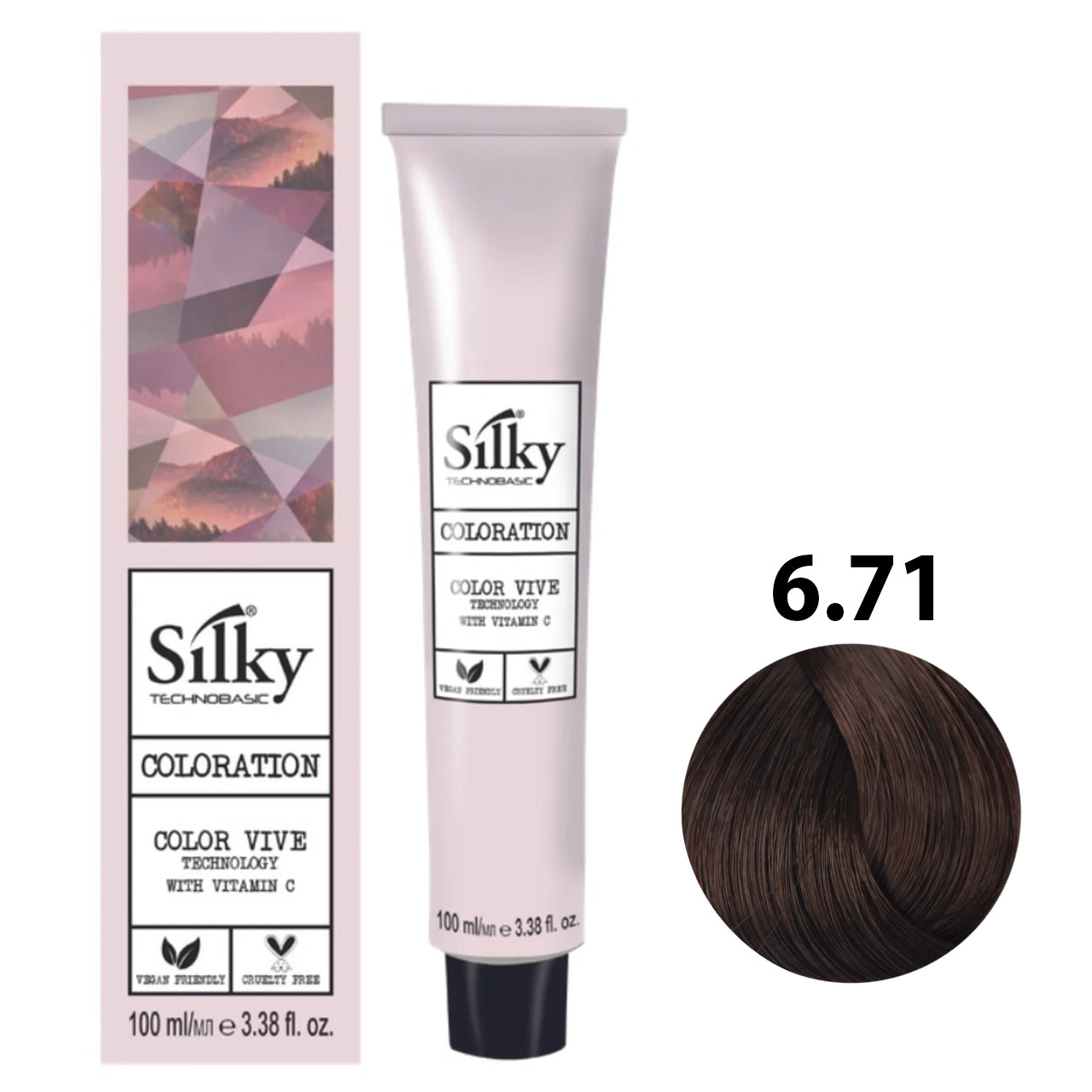  SILKY COLOUR 6.71 - DARK ASH BROWN BLONDE 100ML bottle front view