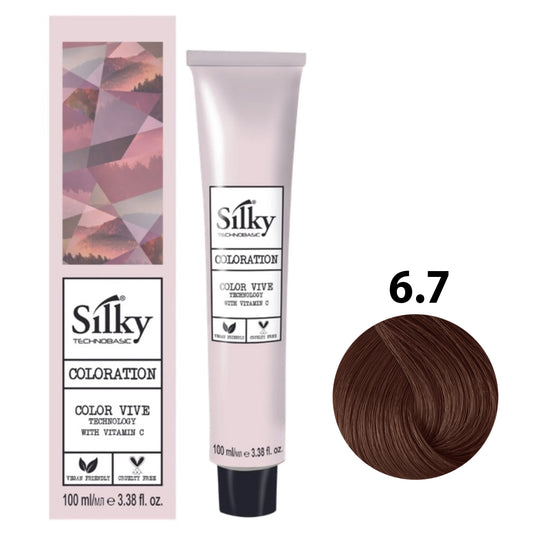 SILKY COLOUR 6.7 - DARK CHESTNUT BLONDE 100ML bottle front view