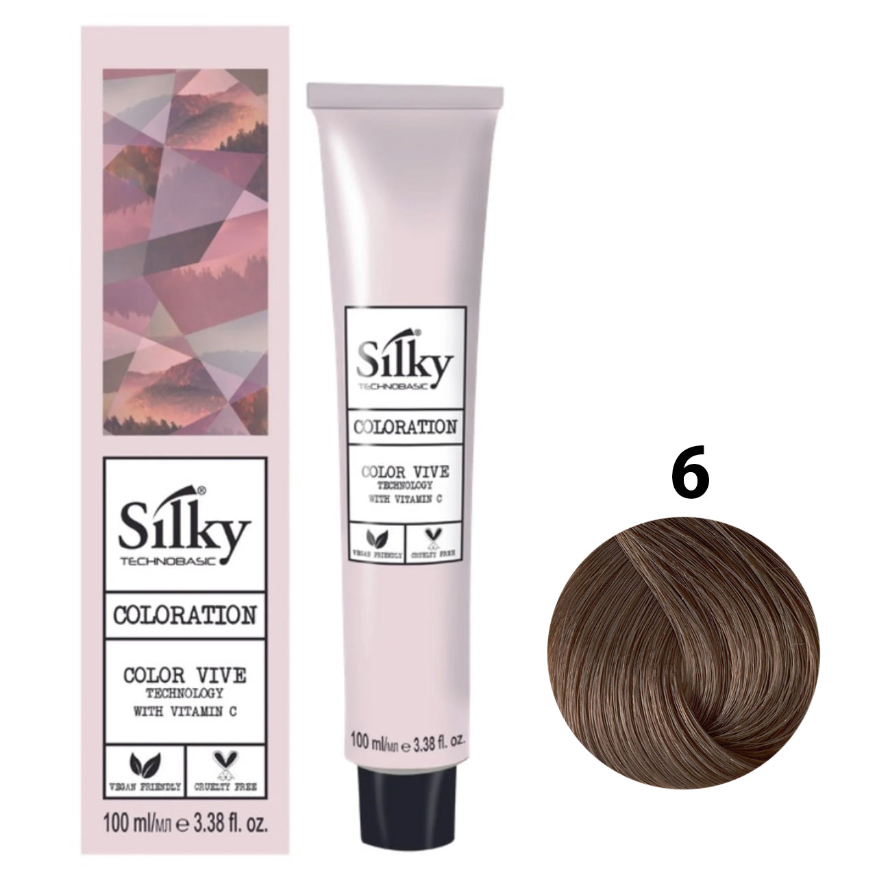 SILKY COLOUR 6 - DARK BLONDE 100ML bottle front view
