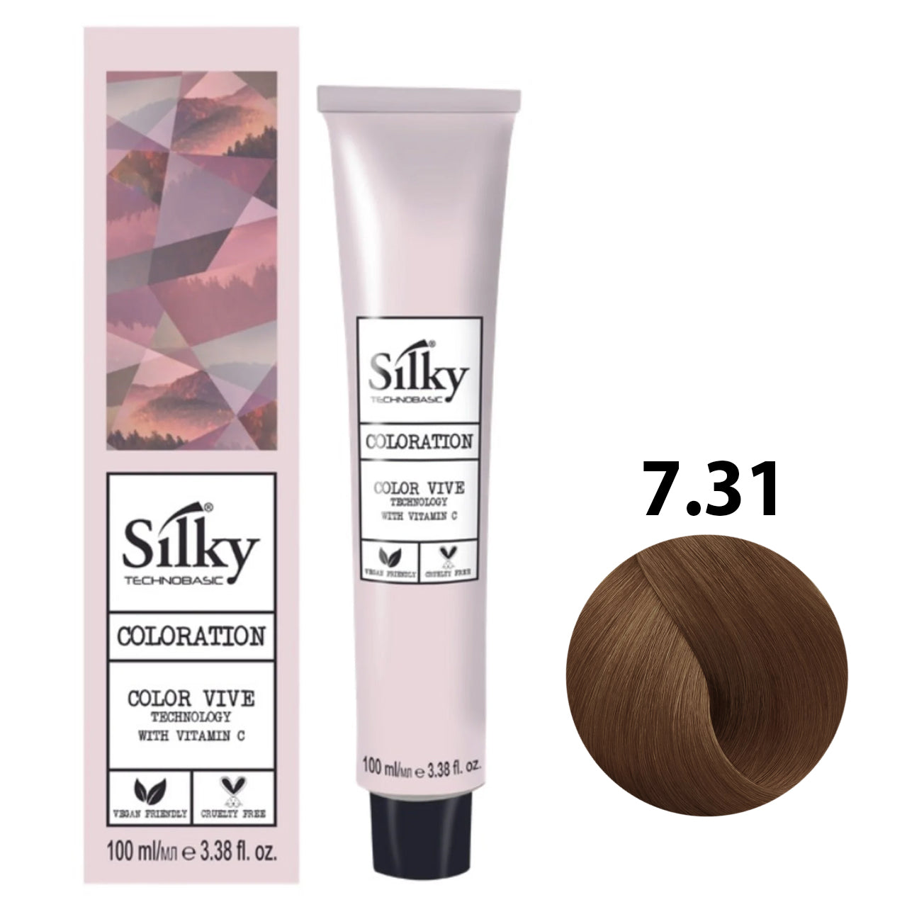 SILKY COLOUR 7.31 - GOLDEN ASH BLONDE 100ML bottle front view