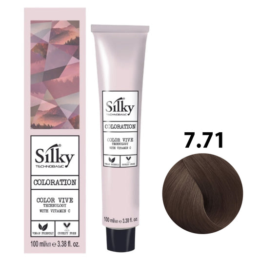 SILKY COLOUR 7.71 - COOL BROWN BLONDE 100ML bottle front view