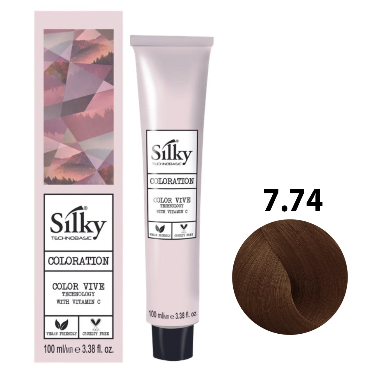 SILKY COLOUR 7.74 - COPPER CHESTNUT BLONDE 100ML bottle front view