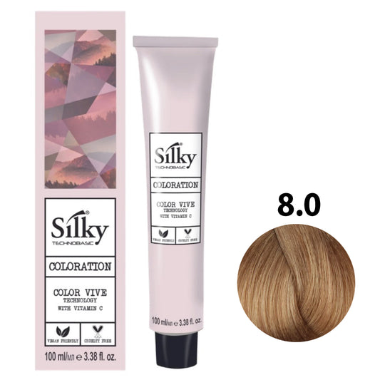 SILKY COLOUR 8.0 - LIGHT INTENSE BLONDE 100ML bottle front view