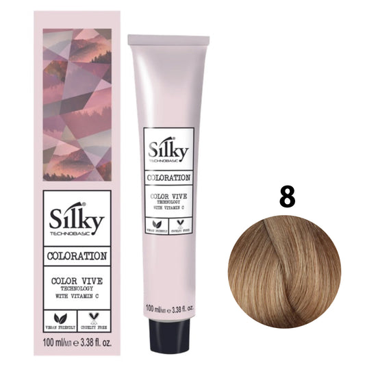 SILKY COLOUR 8 - LIGHT BLONDE 100ML bottle front view