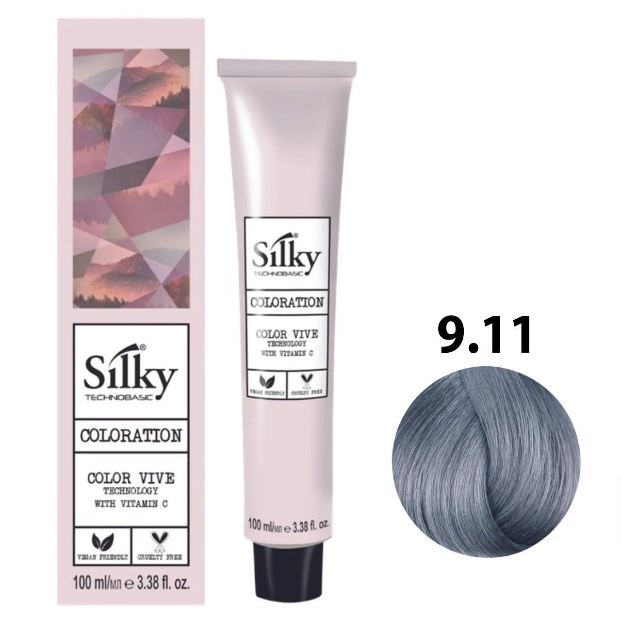 SILKY COLOUR 9.11 - VERY LIGHT INTENSE BLONDE 100ML bottle front view