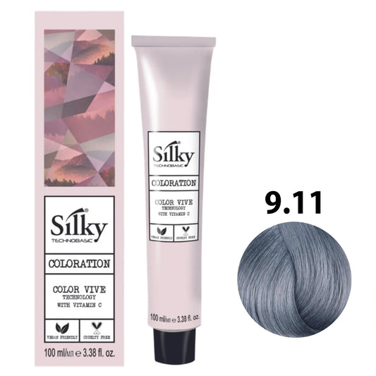 SILKY COLOUR 9.11 - VERY LIGHT INTENSE BLONDE 100ML bottle front view