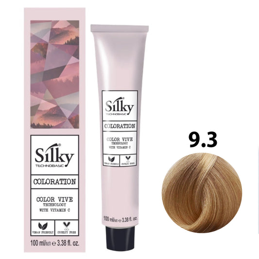 SILKY COLOUR 9.3 - VERY LIGHT GOLDEN BLONDE 100ML bottle front view