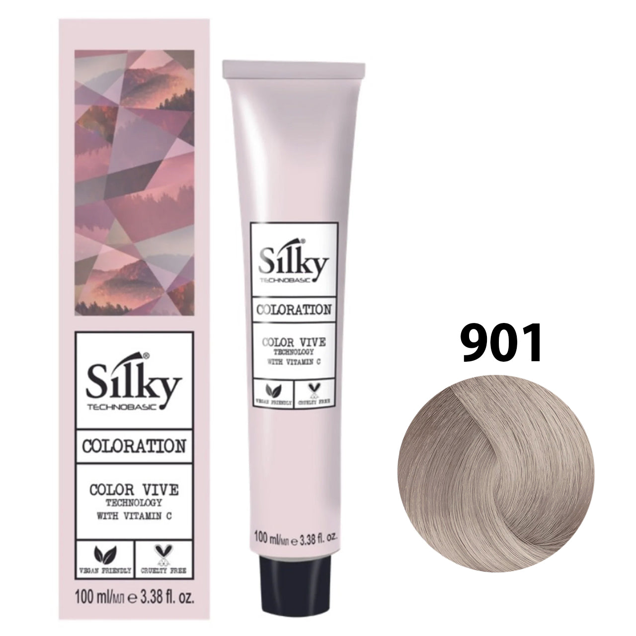 SILKY COLOUR 901 - ULTRA LIGHT ASH BLONDE 100ML bottle front view