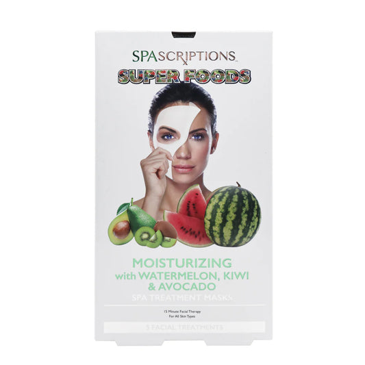 Spa Scriptions Super Foods Moisturizing With Watermelon And Kiwi And Avocado Spa Treatment Masks 5PC