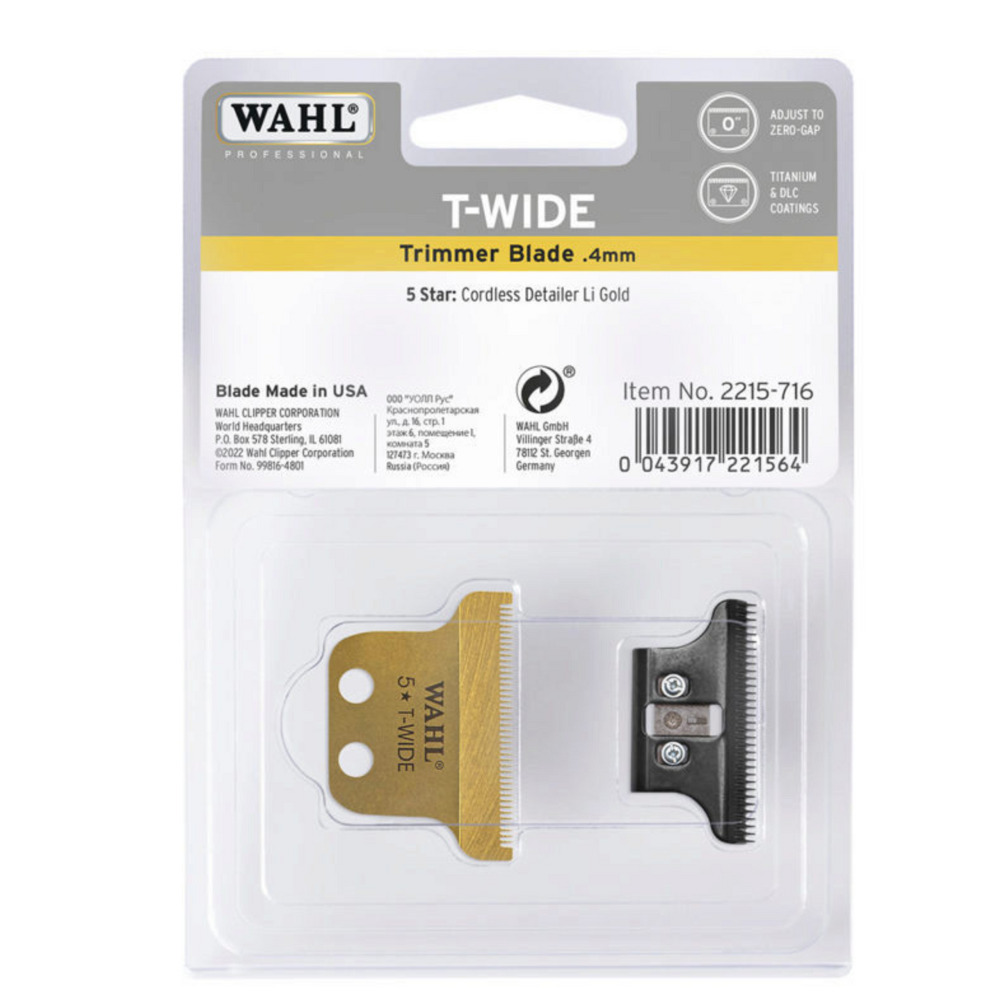 Wahl T-Wide Gold Trimmer Blade .4mm