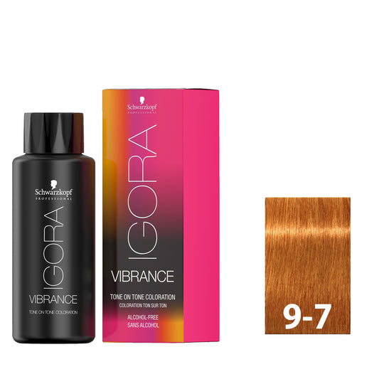 Very light copper blonde hair after using SCHWARZKOPF IGORA VIBRANCE 9-7