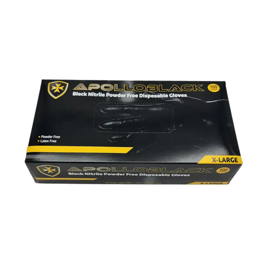 Apollo Black Nitrile Gloves X Large 100 Gloves