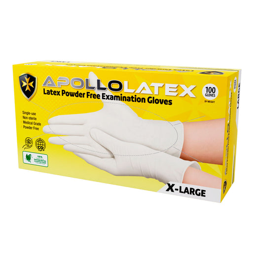 Apollo Latex Powder Free Gloves X Large 100 Gloves
