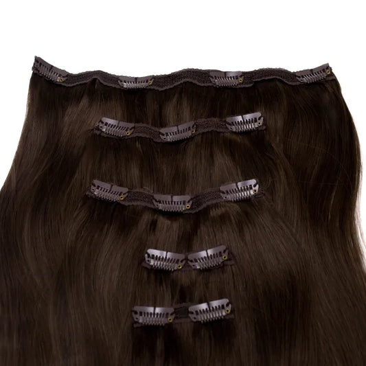 Seamless1 Cacao Clip-in Human Hair in 5 piece 21-22 inches / 53.5-56 cm - 110 grams