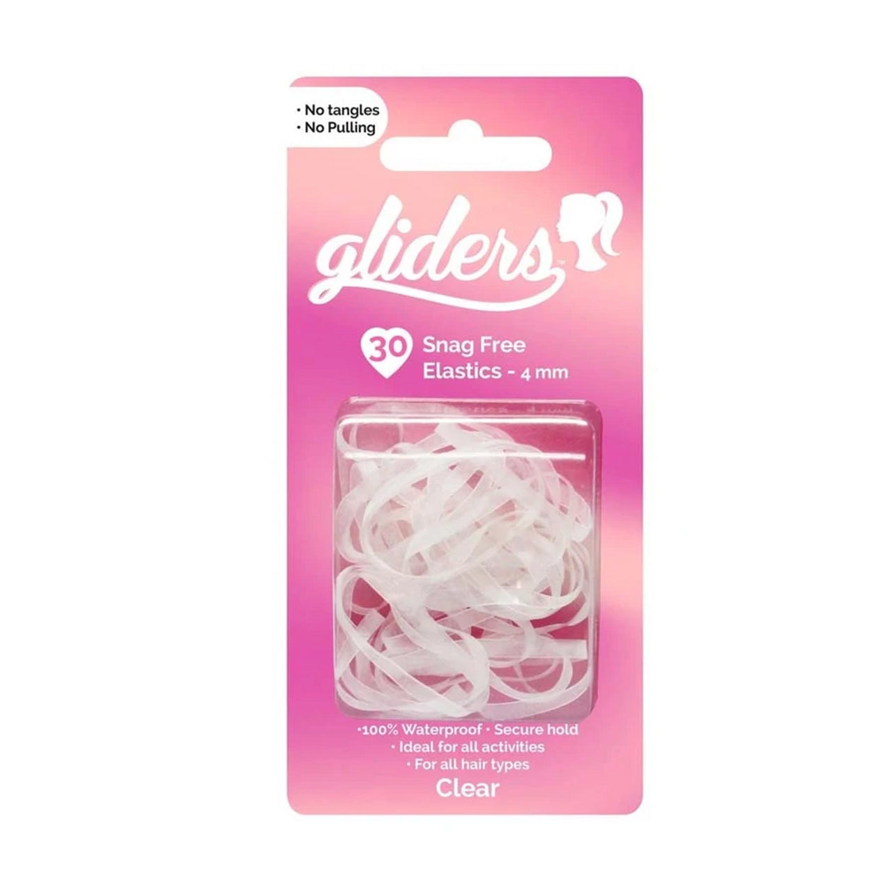 Gliders Snag Free Elastics Clear 4Mm 30Pcs