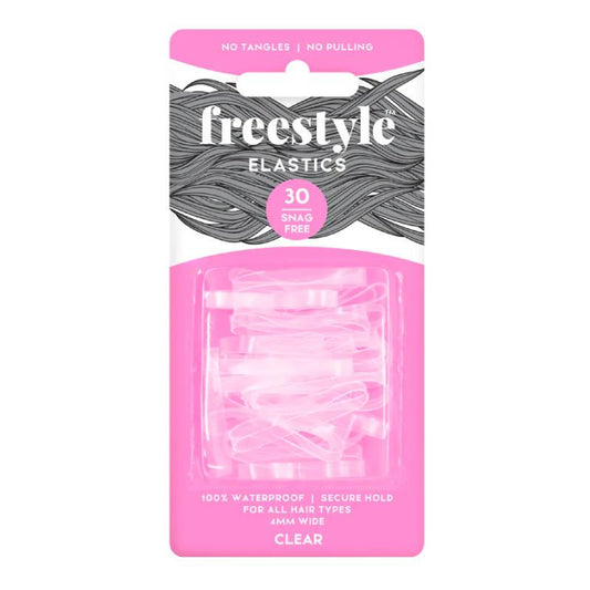 Freestyle Snag Free Elastics 4Mm Wide - Clear 30 Pk