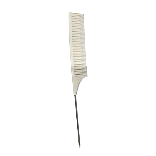 Metal Tail Weaving Comb - White