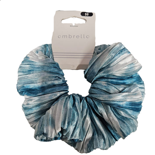 Ombrello Premium Soft Satin Dual Blue/White Tone Scrunchie