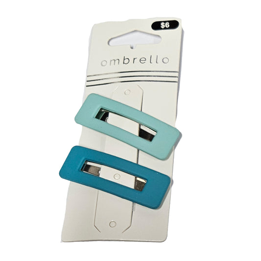 Ombrello Teal Blue Hair Barrette Clips 2PC