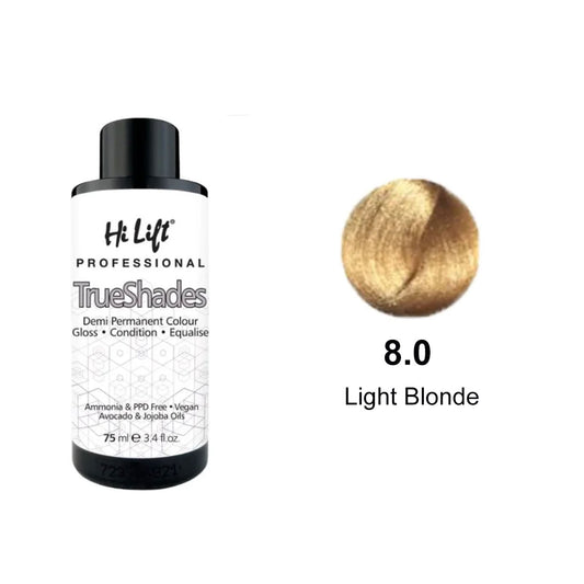 Hi Lift True Shades Demi Permanent Colour 8.0 Light Blonde 75ml
