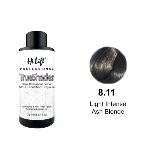 Hi Lift True Shades Demi Permanent Colour 8.11 Light Intense Ash Blonde 75ml