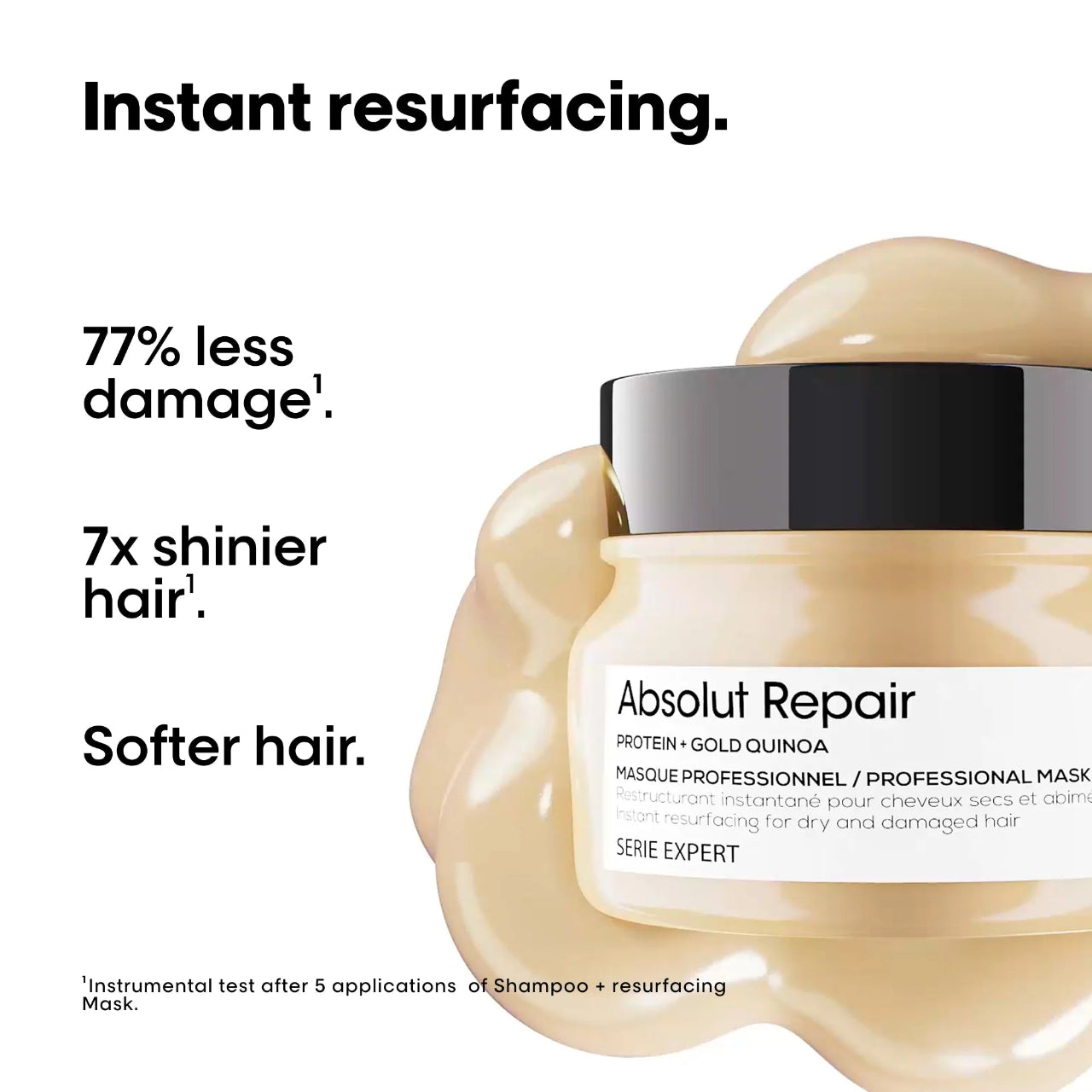 Gold Quinoa enriched L'Oréal Professionnel hair mask texture close-up showing creamy formula