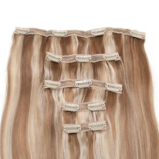 Seamless1 Milkshake/Cinnamon Clip-in Human Hair in 5 piece 21-22 inches / 53.5-56 cm - 110 grams