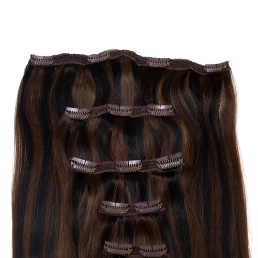 Seamless1 Mocha Blend Clip-in Human Hair in 5 piece 21-22 inches / 53.5-56 cm - 110 grams