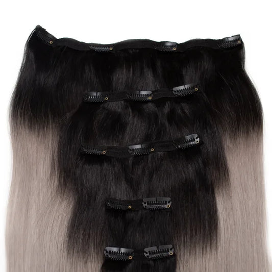 Seamless1 Salt n Pepper Clip-in Human Hair in 5 piece 21-22 inches / 53.5-56 cm - 110 grams